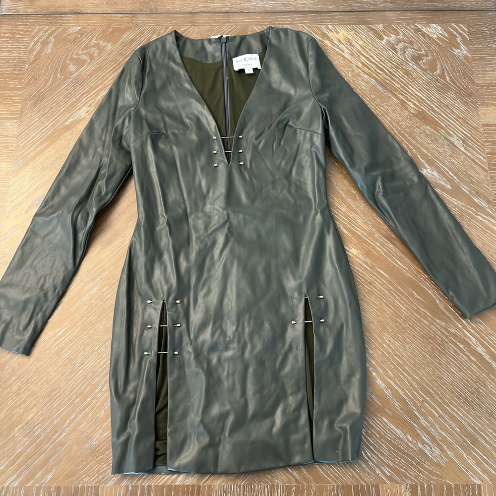 Olive Faux Leather Dress